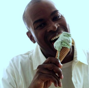 Man Eating Ice Cream Cone